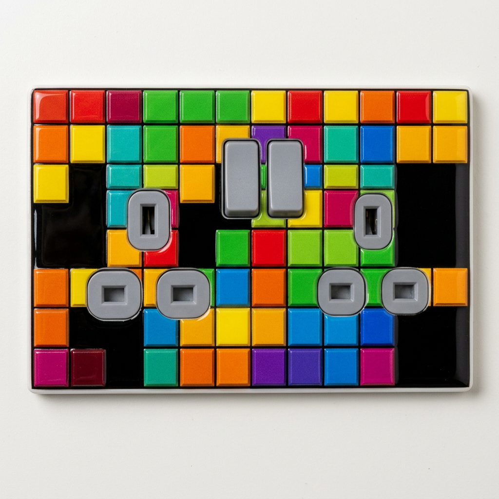 Colour block puzzle game UK double socket plate